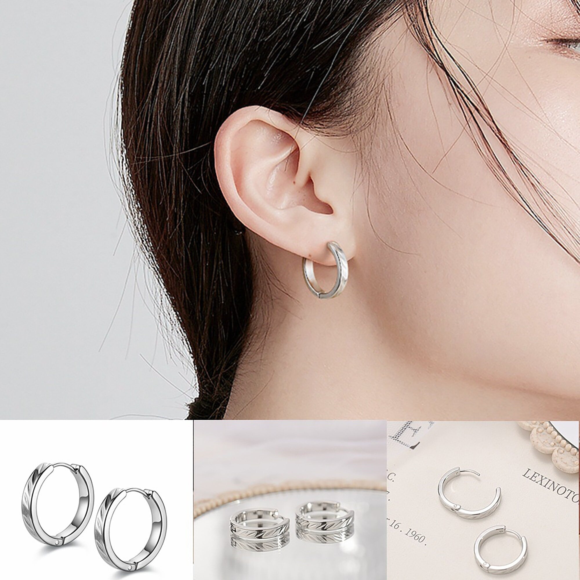 Limerencia Hypoallergenic G23 Pure Titanium Small Open C Hoop Earrings,  Lightweight Cubic Zirconia/Opal Cuff Huggie Earrings for Women Girls Teen  Sensitive Ears : Amazon.co.uk: Fashion